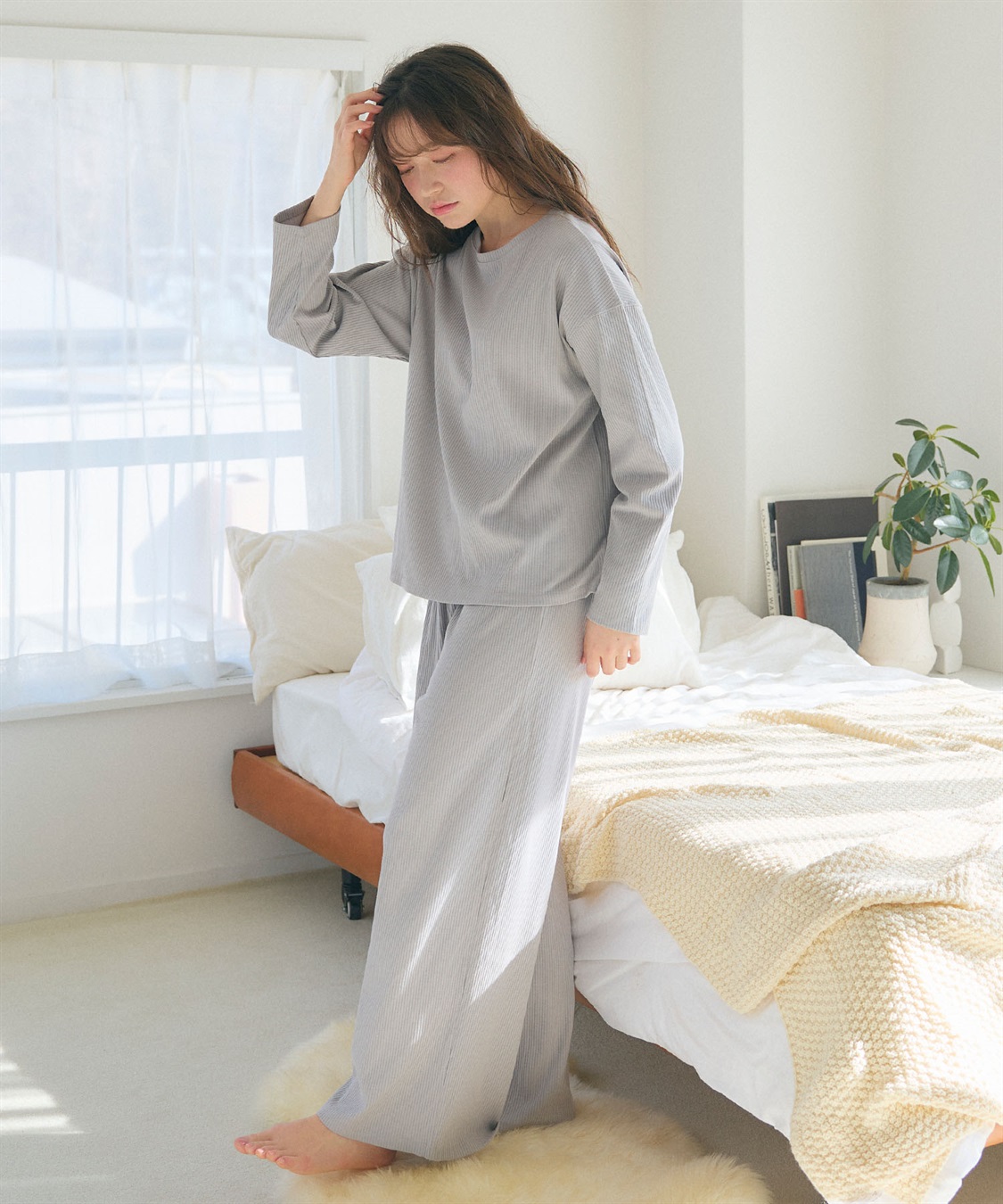 Life Style by cross marche 【LAFUKU/ラフク】リブテレコルームウェア3点セット（ロング丈＆ショート丈パンツ）_sub_17