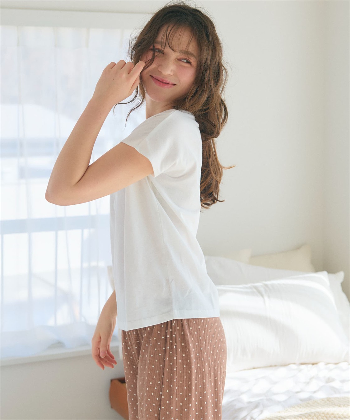 LAFUKU 【LAFUKU/ラフク】フレンチスリーブTシャツ&イージーロングパンツ上下SET/ルームウェア_sub_10