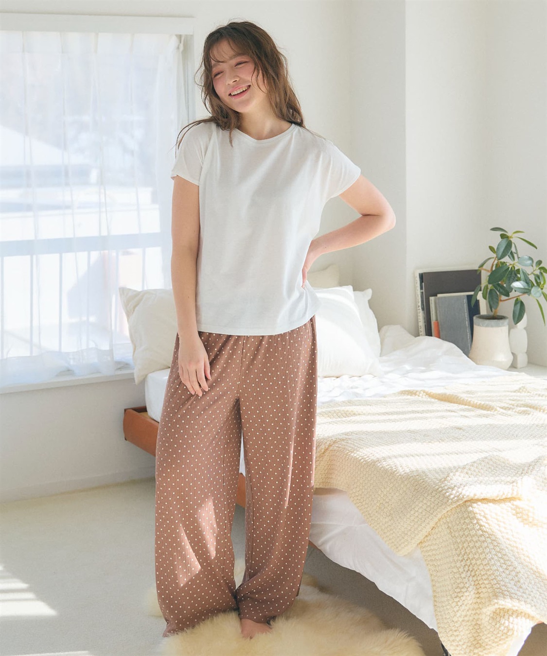 LAFUKU 【LAFUKU/ラフク】フレンチスリーブTシャツ&イージーロングパンツ上下SET/ルームウェア_sub_15