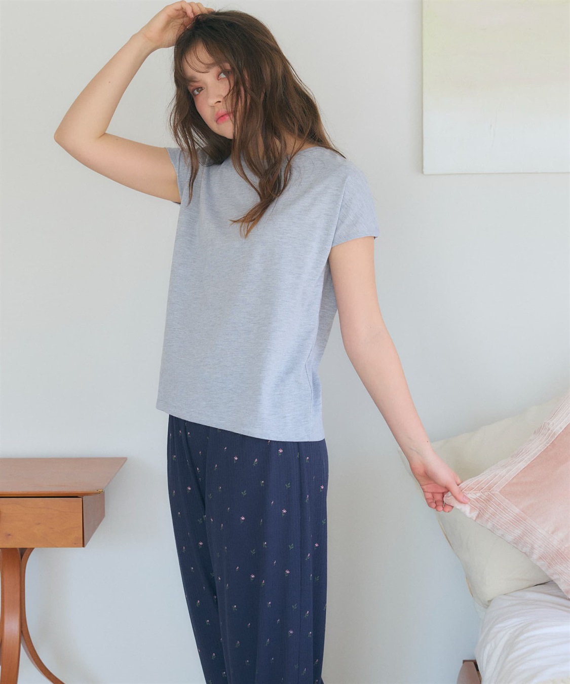 LAFUKU 【LAFUKU/ラフク】フレンチスリーブTシャツ&イージーロングパンツ上下SET/ルームウェア_sub_17