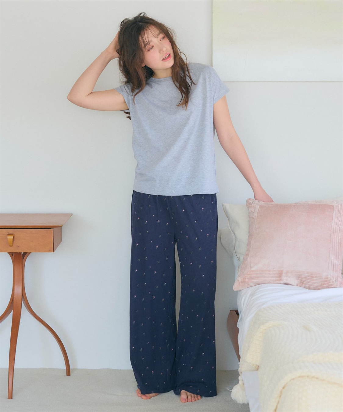 LAFUKU 【LAFUKU/ラフク】フレンチスリーブTシャツ&イージーロングパンツ上下SET/ルームウェア_sub_18