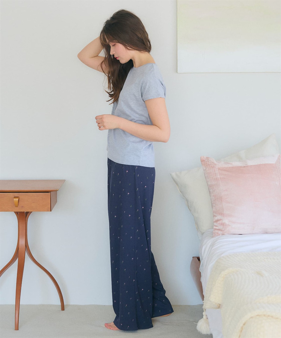 LAFUKU 【LAFUKU/ラフク】フレンチスリーブTシャツ&イージーロングパンツ上下SET/ルームウェア_sub_19