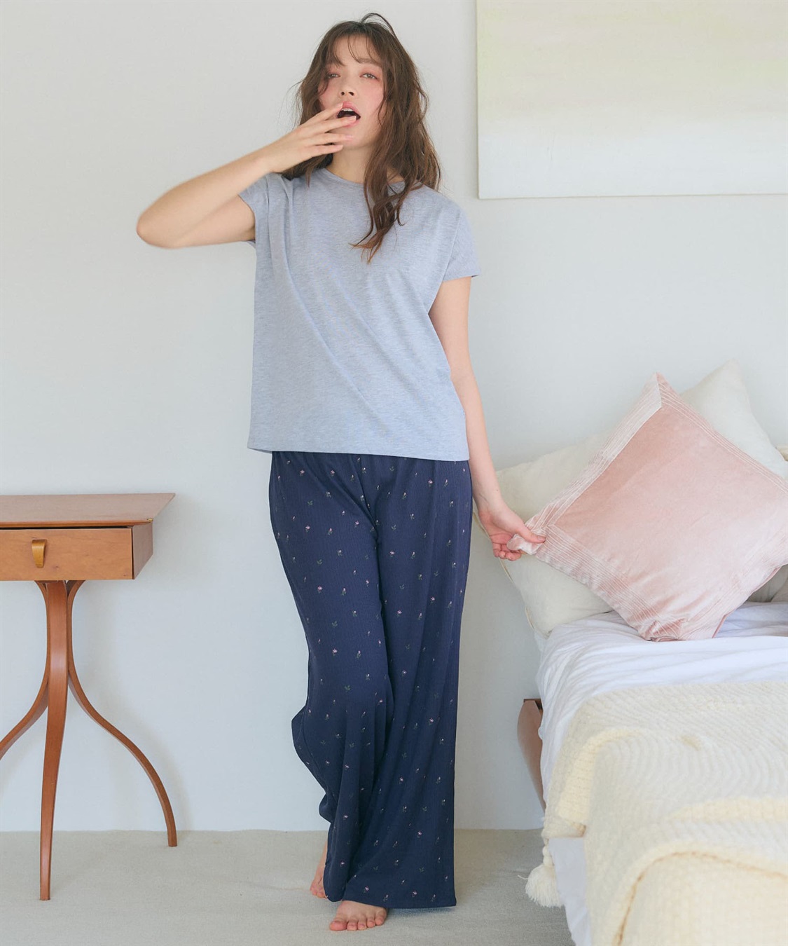 LAFUKU 【LAFUKU/ラフク】フレンチスリーブTシャツ&イージーロングパンツ上下SET/ルームウェア_sub_20