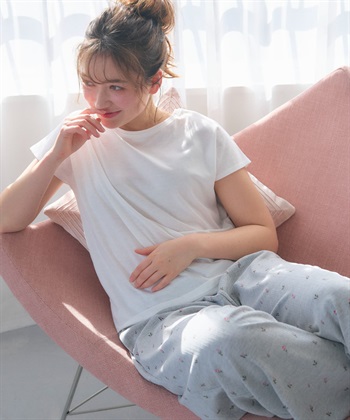 LAFUKU 【LAFUKU/ラフク】フレンチスリーブTシャツ&イージーロングパンツ上下SET/ルームウェア_subthumb_21