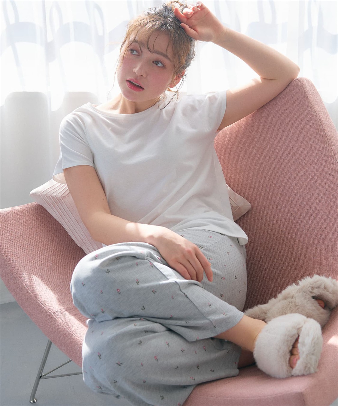 LAFUKU 【LAFUKU/ラフク】フレンチスリーブTシャツ&イージーロングパンツ上下SET/ルームウェア_sub_22