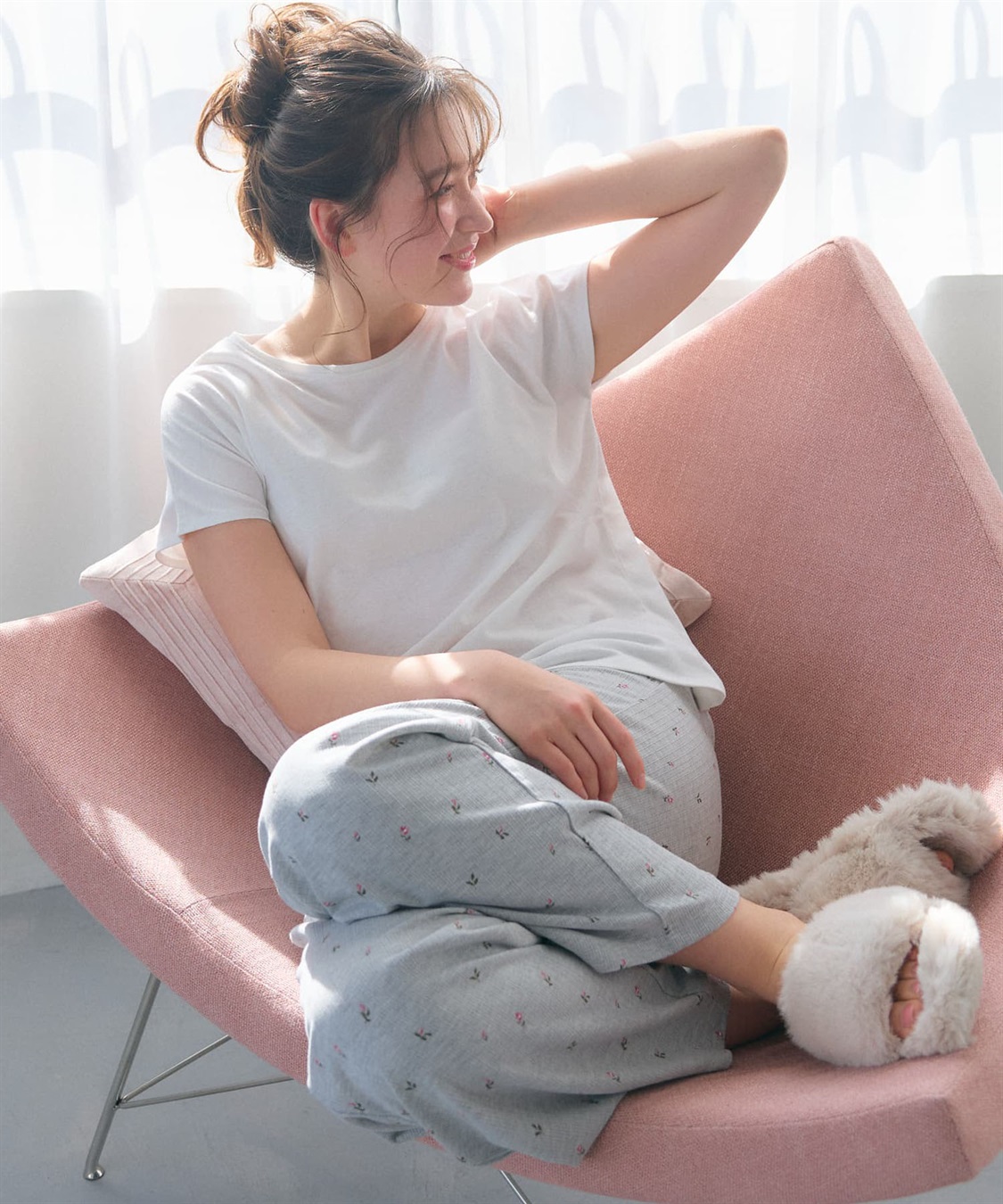 LAFUKU 【LAFUKU/ラフク】フレンチスリーブTシャツ&イージーロングパンツ上下SET/ルームウェア_sub_23