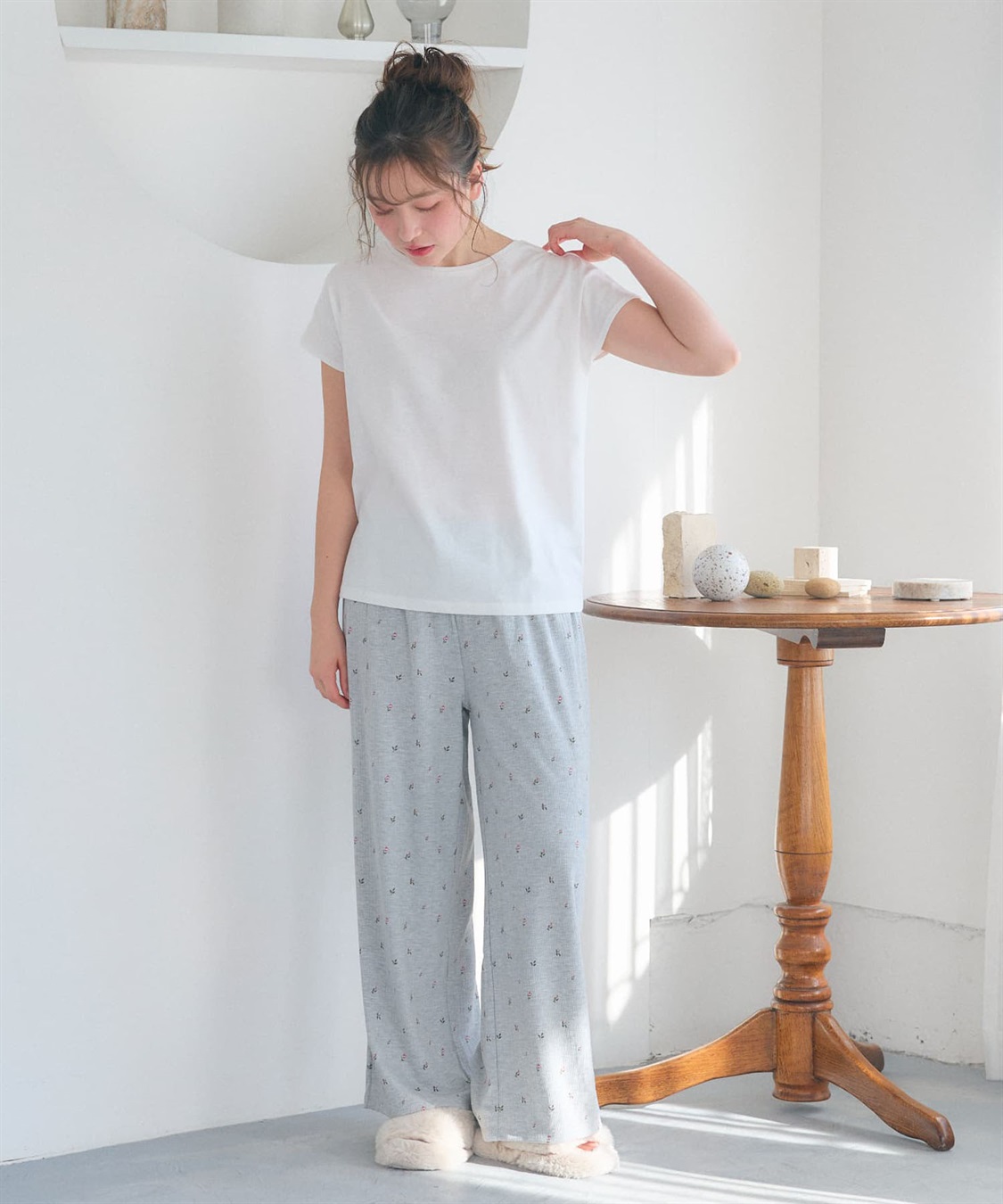 LAFUKU 【LAFUKU/ラフク】フレンチスリーブTシャツ&イージーロングパンツ上下SET/ルームウェア_sub_24