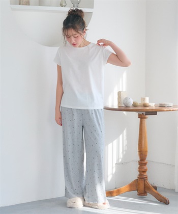LAFUKU 【LAFUKU/ラフク】フレンチスリーブTシャツ&イージーロングパンツ上下SET/ルームウェア_subthumb_24