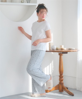 LAFUKU 【LAFUKU/ラフク】フレンチスリーブTシャツ&イージーロングパンツ上下SET/ルームウェア_subthumb_25