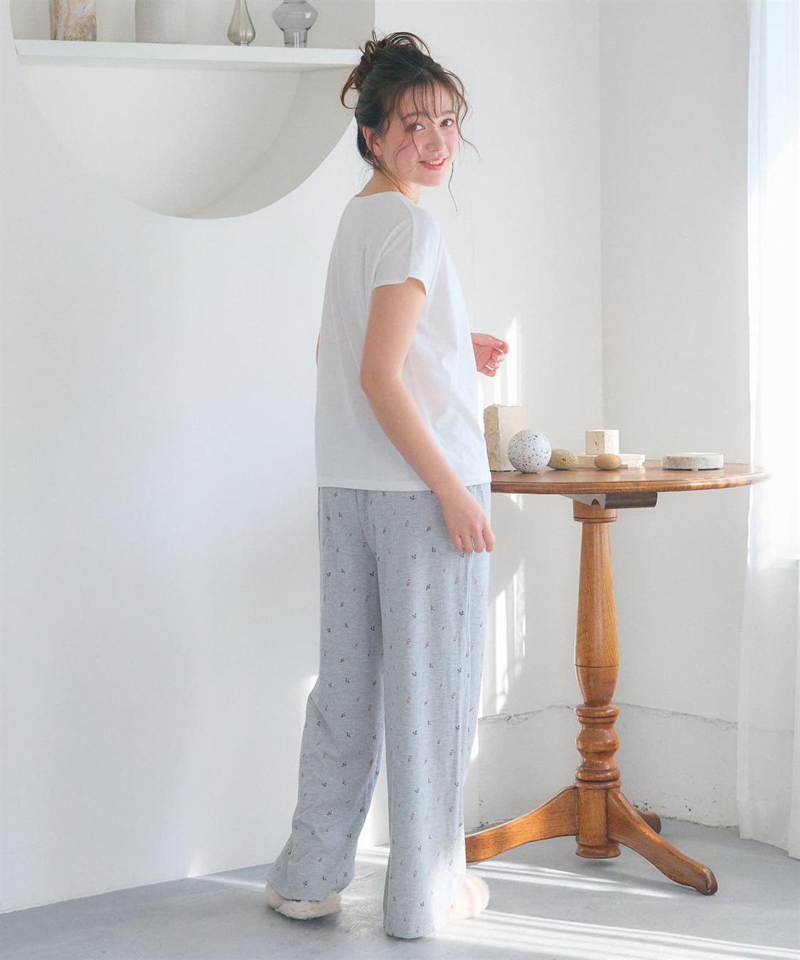 LAFUKU 【LAFUKU/ラフク】フレンチスリーブTシャツ&イージーロングパンツ上下SET/ルームウェア_sub_26