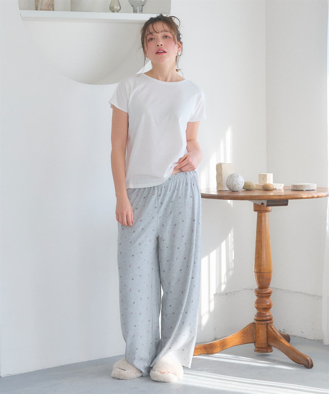 LAFUKU 【LAFUKU/ラフク】フレンチスリーブTシャツ&イージーロングパンツ上下SET/ルームウェア_sub_27