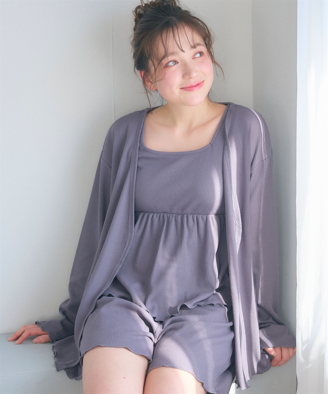 Life Style by cross marche 【LAFUKU/ラフク】カップ付きワッフルショートパンツ3点SET/ルームウェア_sub_2