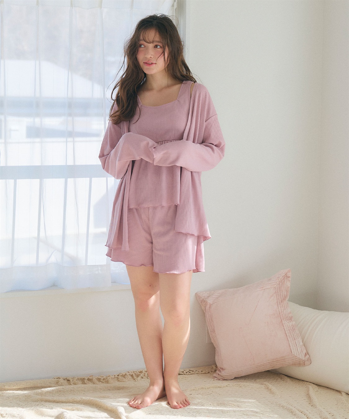 Life Style by cross marche 【LAFUKU/ラフク】カップ付きワッフルショートパンツ3点SET/ルームウェア_sub_4