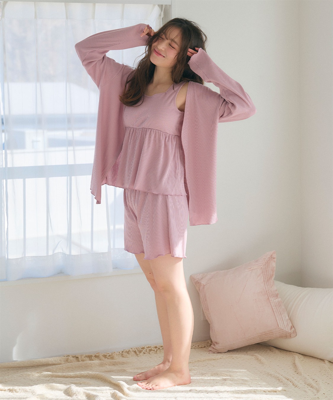 Life Style by cross marche 【LAFUKU/ラフク】カップ付きワッフルショートパンツ3点SET/ルームウェア_sub_5