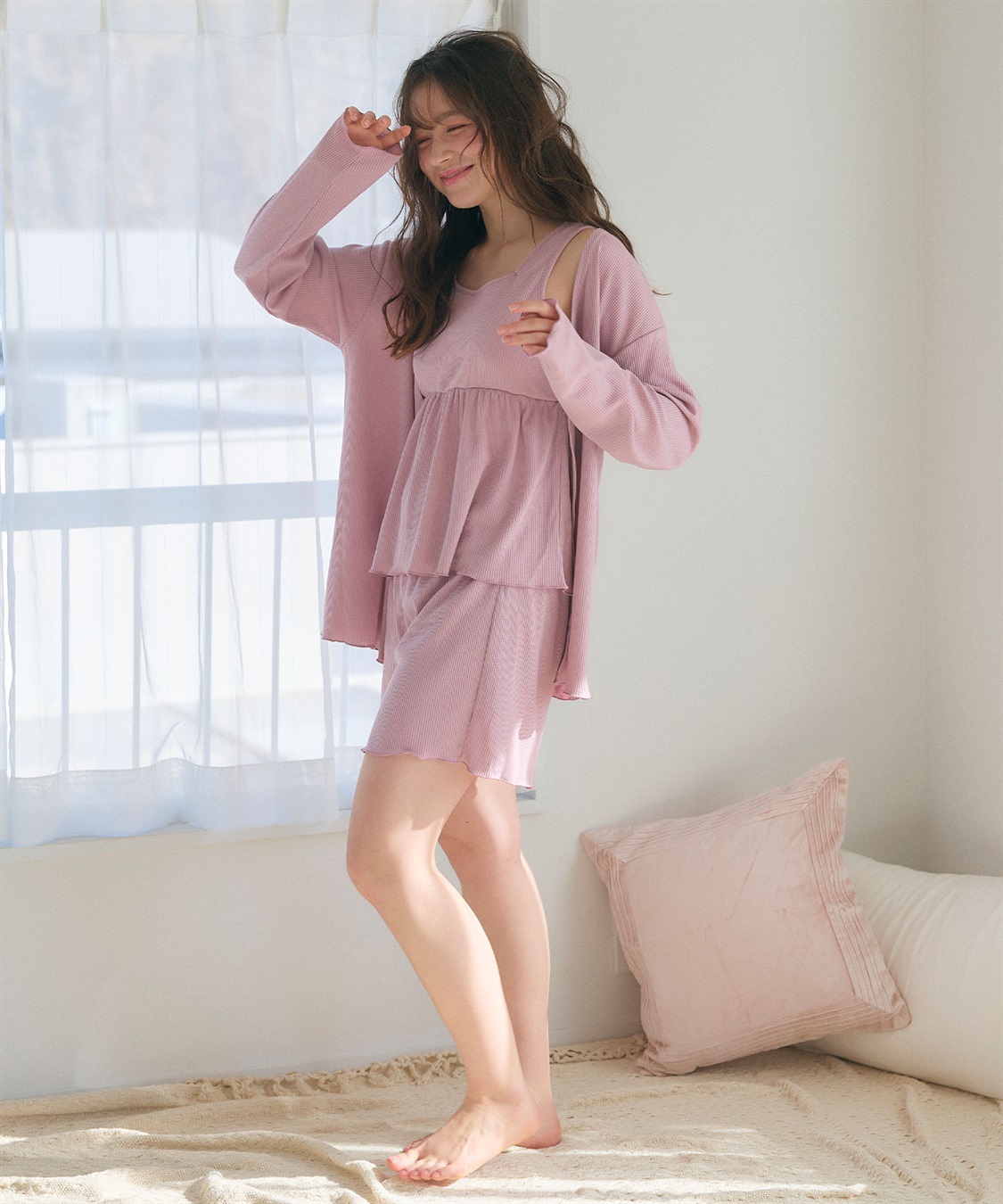 Life Style by cross marche 【LAFUKU/ラフク】カップ付きワッフルショートパンツ3点SET/ルームウェア_sub_6