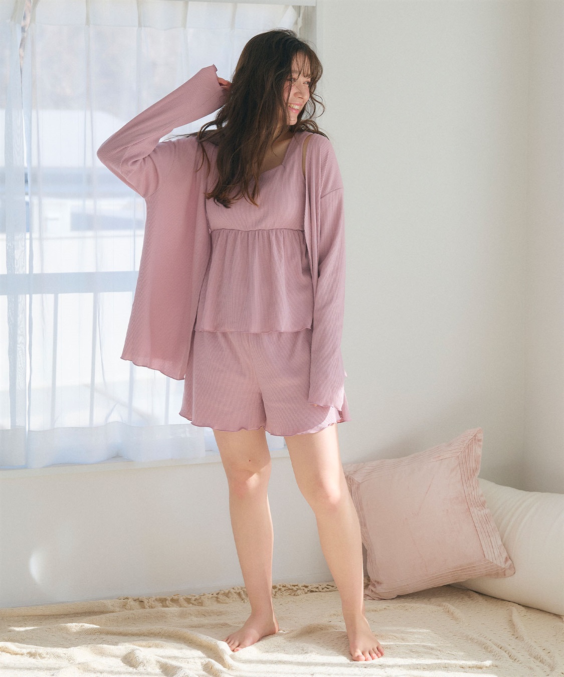 Life Style by cross marche 【LAFUKU/ラフク】カップ付きワッフルショートパンツ3点SET/ルームウェア_sub_7