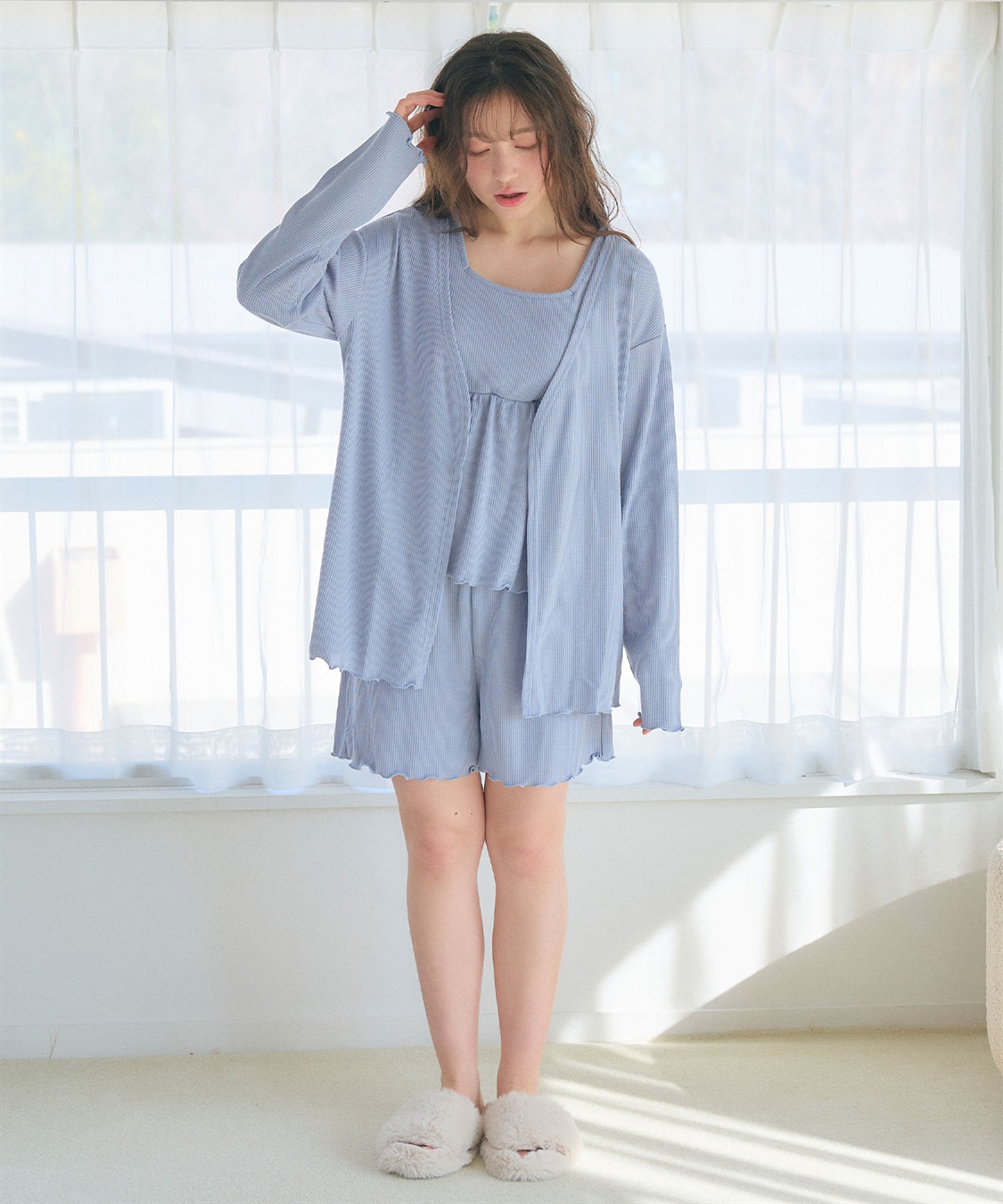 Life Style by cross marche 【LAFUKU/ラフク】カップ付きワッフルショートパンツ3点SET/ルームウェア_sub_10