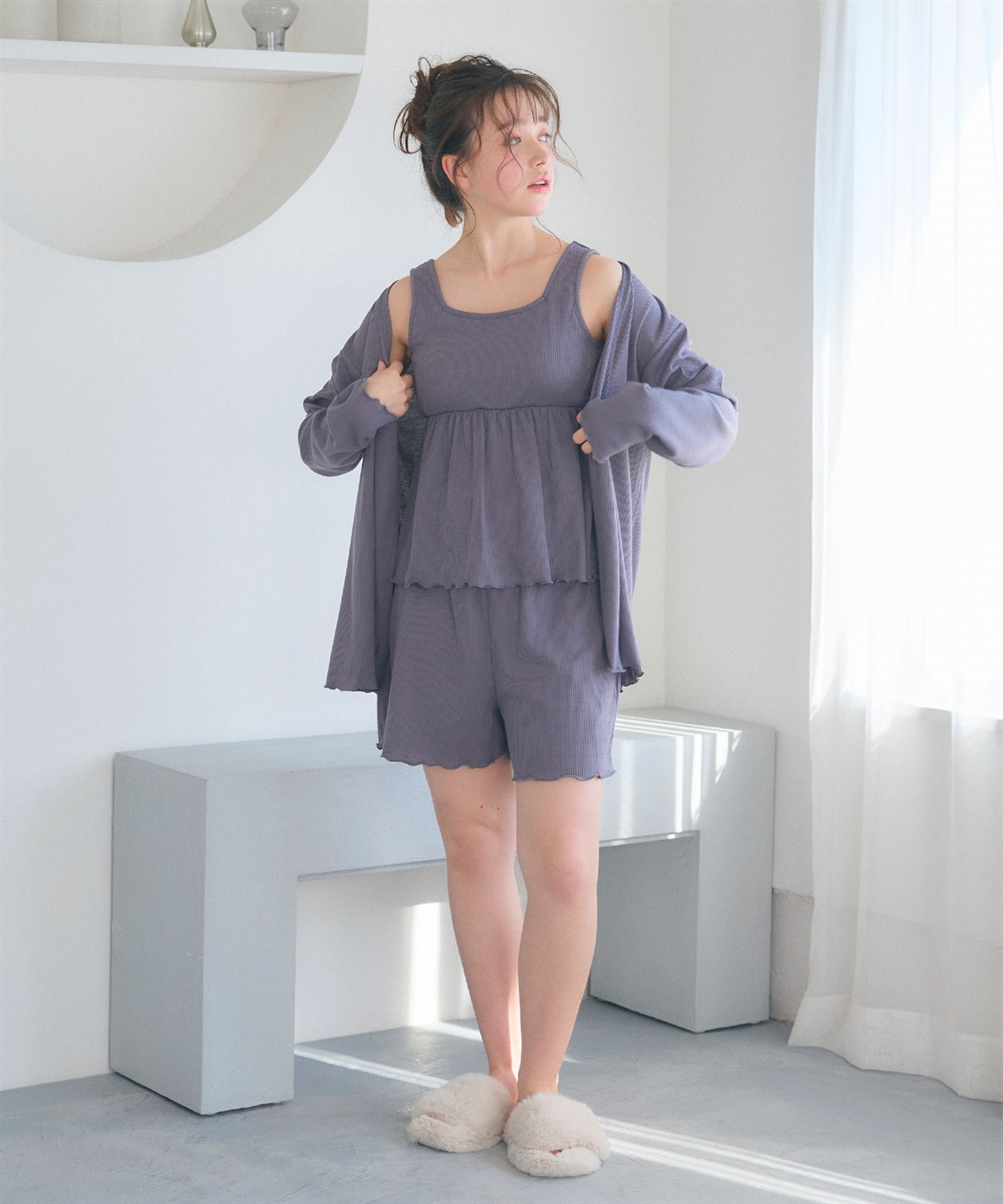 Life Style by cross marche 【LAFUKU/ラフク】カップ付きワッフルショートパンツ3点SET/ルームウェア_sub_17