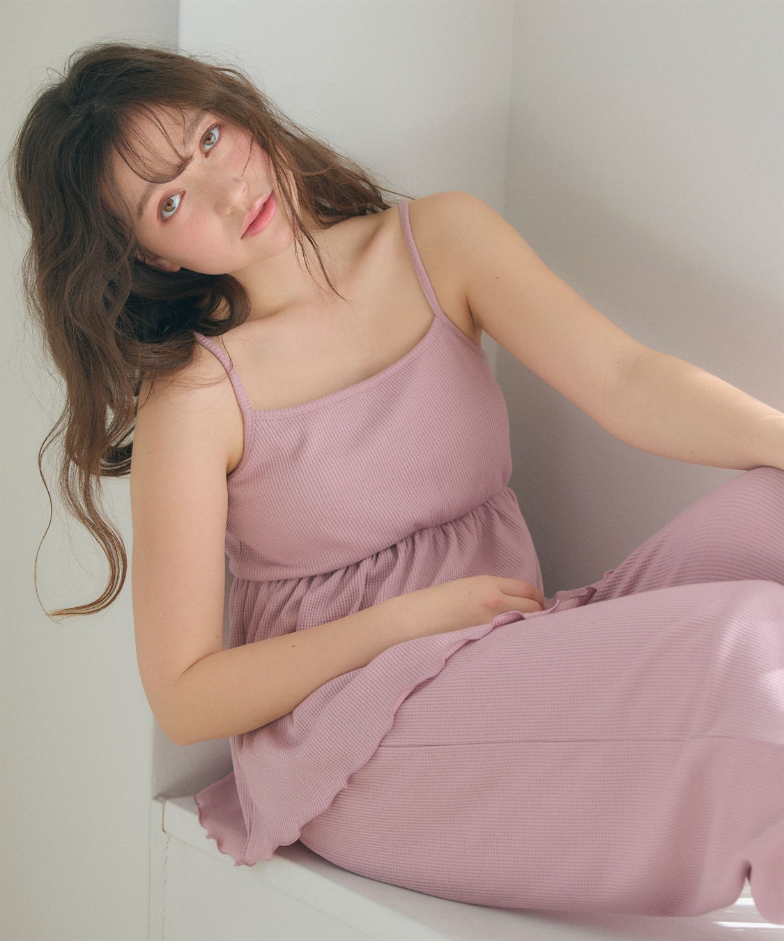 Life Style by cross marche 【LAFUKU/ラフク】カップ付きワッフルキャミソール&フレアパンツルームウェア3点SET_sub_6