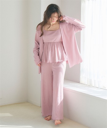 Life Style by cross marche 【LAFUKU/ラフク】カップ付きワッフルキャミソール&フレアパンツルームウェア3点SET_subthumb_7