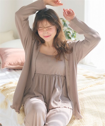 Life Style by cross marche 【LAFUKU/ラフク】カップ付きワッフルキャミソール&フレアパンツルームウェア3点SET_subthumb_8