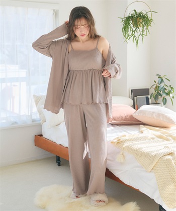 Life Style by cross marche 【LAFUKU/ラフク】カップ付きワッフルキャミソール&フレアパンツルームウェア3点SET_subthumb_10