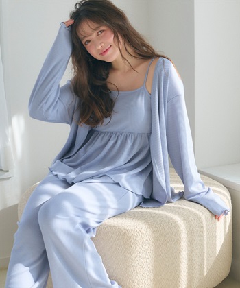 Life Style by cross marche 【LAFUKU/ラフク】カップ付きワッフルキャミソール&フレアパンツルームウェア3点SET_subthumb_11