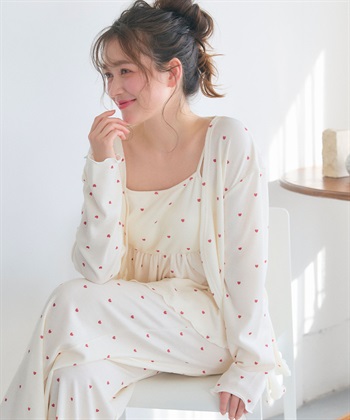 Life Style by cross marche 【LAFUKU/ラフク】カップ付きワッフルキャミソール&フレアパンツルームウェア3点SET_subthumb_15