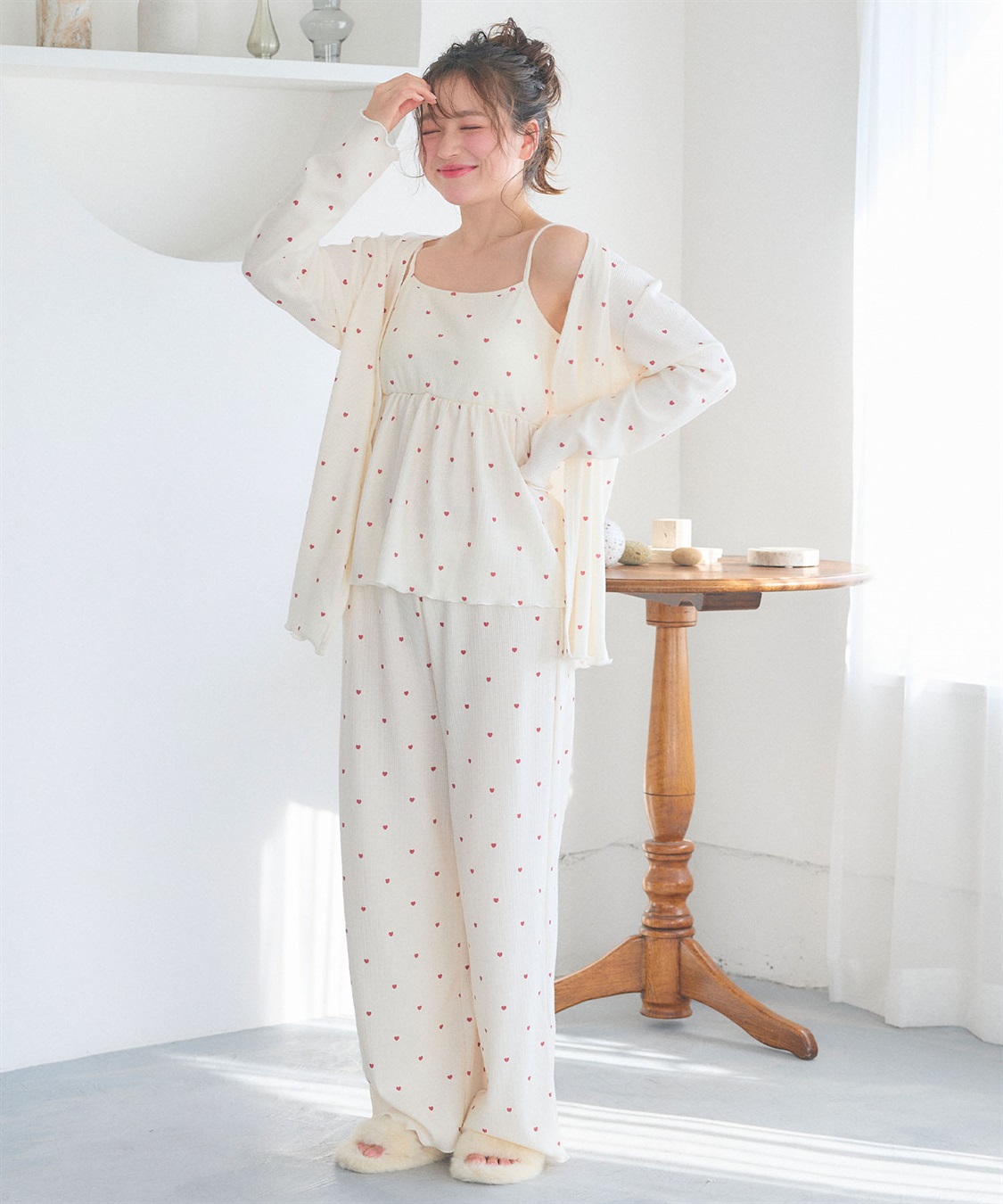 Life Style by cross marche 【LAFUKU/ラフク】カップ付きワッフルキャミソール&フレアパンツルームウェア3点SET_sub_16