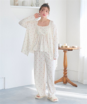 Life Style by cross marche 【LAFUKU/ラフク】カップ付きワッフルキャミソール&フレアパンツルームウェア3点SET_subthumb_17