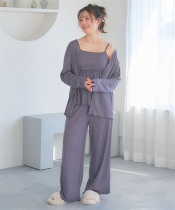 Life Style by cross marche 【LAFUKU/ラフク】カップ付きワッフルキャミソール&フレアパンツルームウェア3点SET_subthumb_25