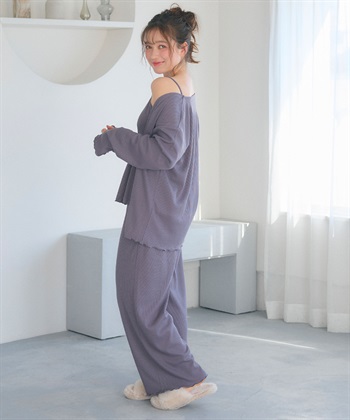 Life Style by cross marche 【LAFUKU/ラフク】カップ付きワッフルキャミソール&フレアパンツルームウェア3点SET_subthumb_26