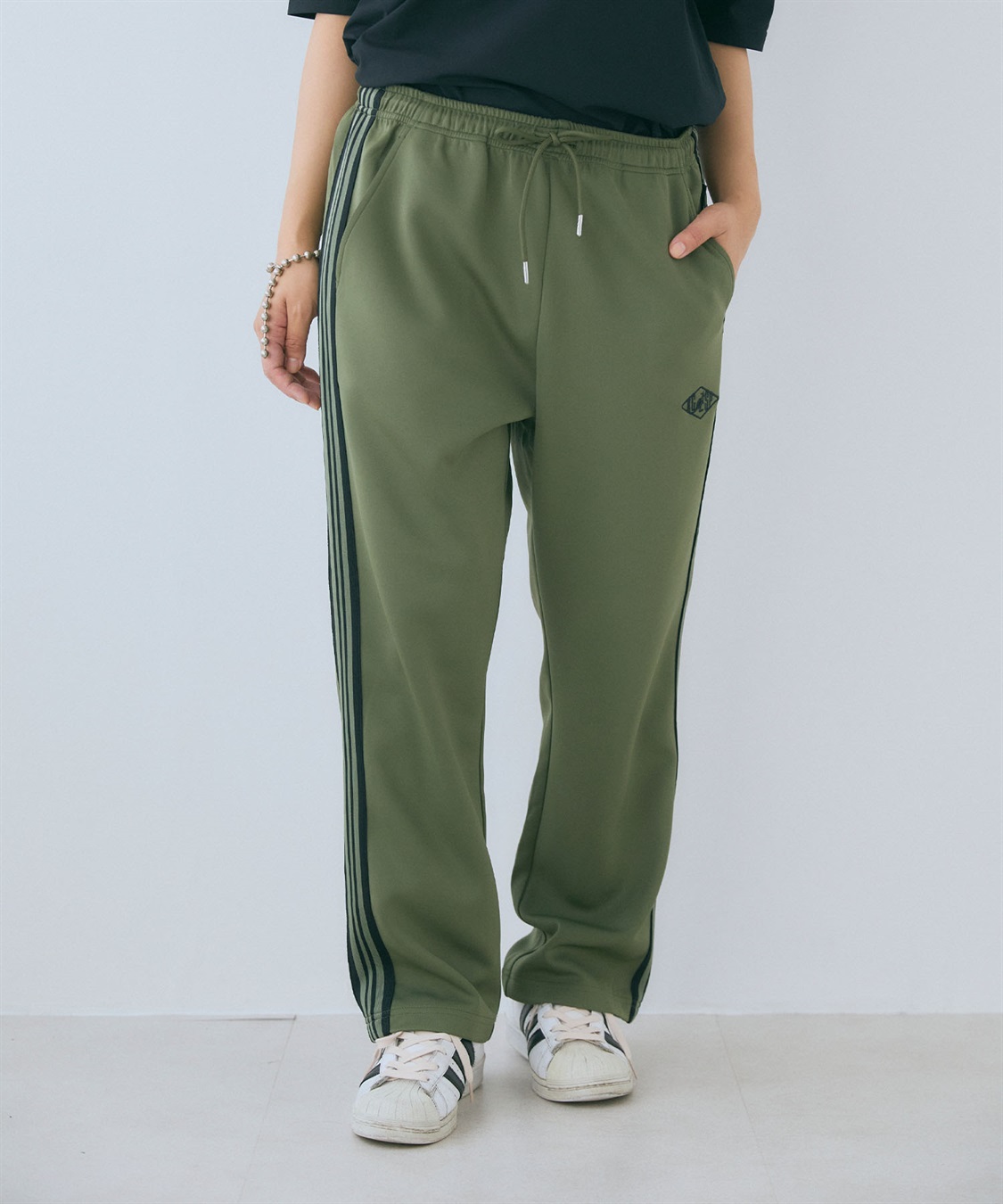 ANPAS パンツ Nylon Fabric Side Line Color Switching Track