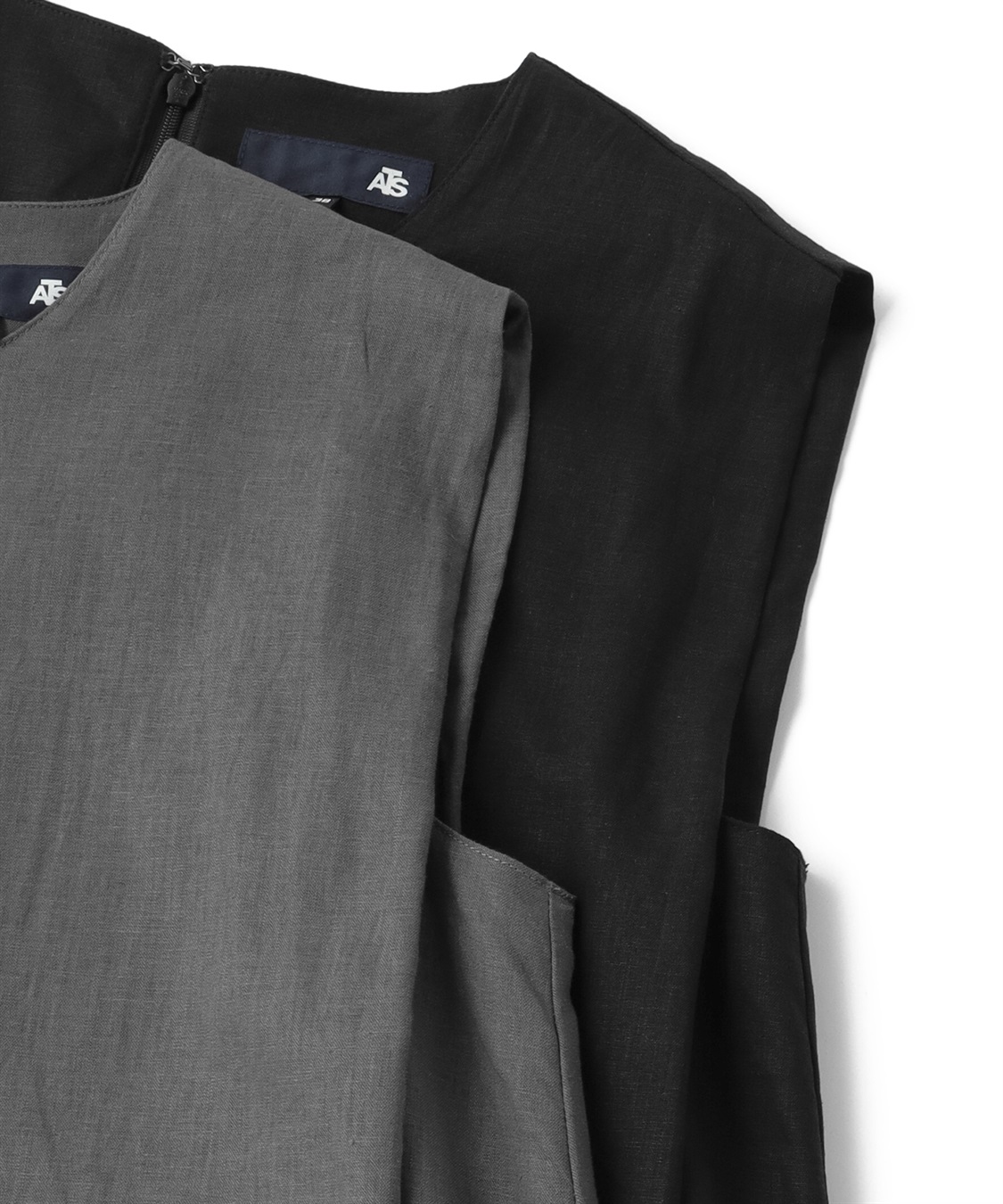 ATS リネン混ノースリーブタックワンピース_sub_3