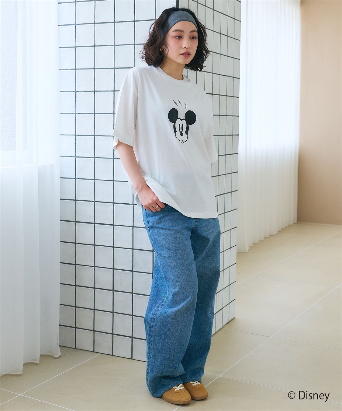 LAFUKU 【Disney/ディズニー】Mickey Mouse / ミッキーマウスフェイスプリントTシャツ / Over Harf Sleeve T-shirt《UNISEX》_sub_2