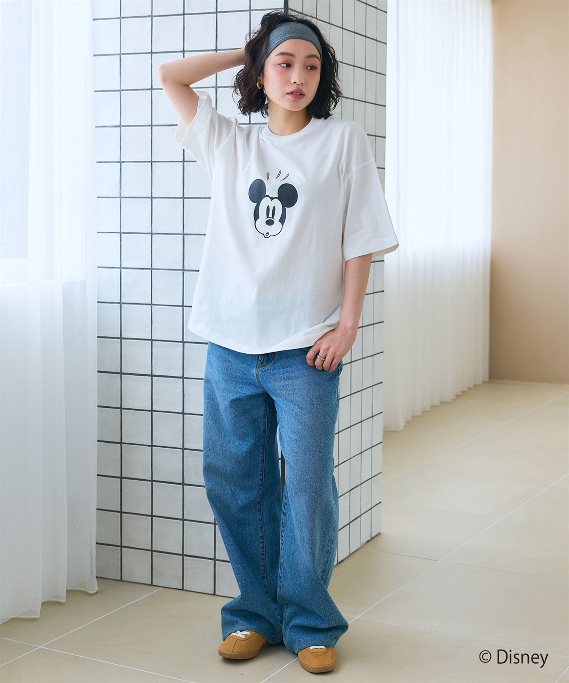 LAFUKU 【Disney/ディズニー】Mickey Mouse / ミッキーマウスフェイスプリントTシャツ / Over Harf Sleeve T-shirt《UNISEX》_sub_3