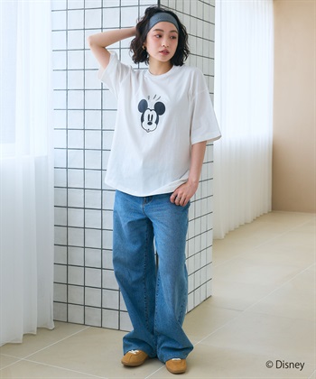 LAFUKU 【Disney/ディズニー】Mickey Mouse / ミッキーマウスフェイスプリントTシャツ / Over Harf Sleeve T-shirt《UNISEX》_subthumb_3