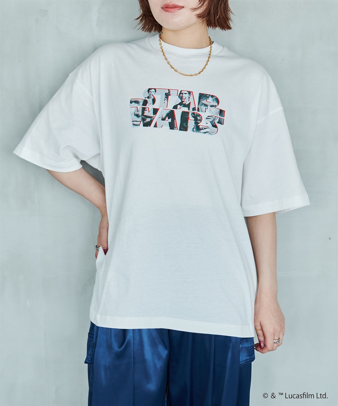 LAFUKU 【STAR WARS/スターウォーズ】ヴィンテージライクロゴプリントTシャツ / Over Harf Sleeve T-shirt《UNISEX》（2026SS）_sub_3