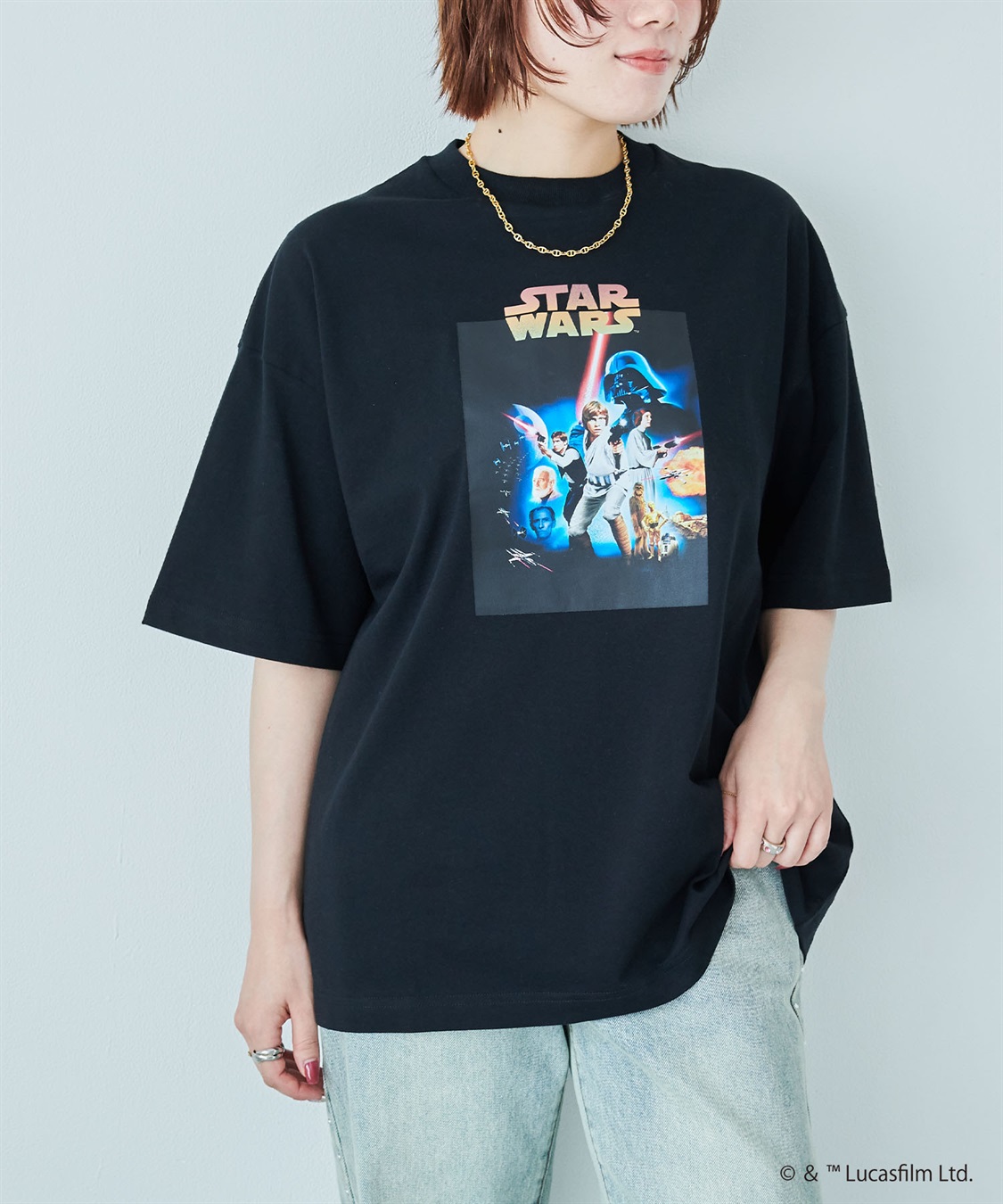 LAFUKU 【STAR WARS/スターウォーズ】カスレ加工ヴィンテージライクプリントTシャツ / Over Harf Sleeve T-shirt《UNISEX》（2026SS）_sub_3