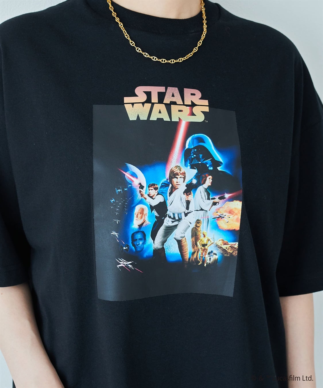 LAFUKU 【STAR WARS/スターウォーズ】カスレ加工ヴィンテージライクプリントTシャツ / Over Harf Sleeve T-shirt《UNISEX》（2026SS）_sub_4