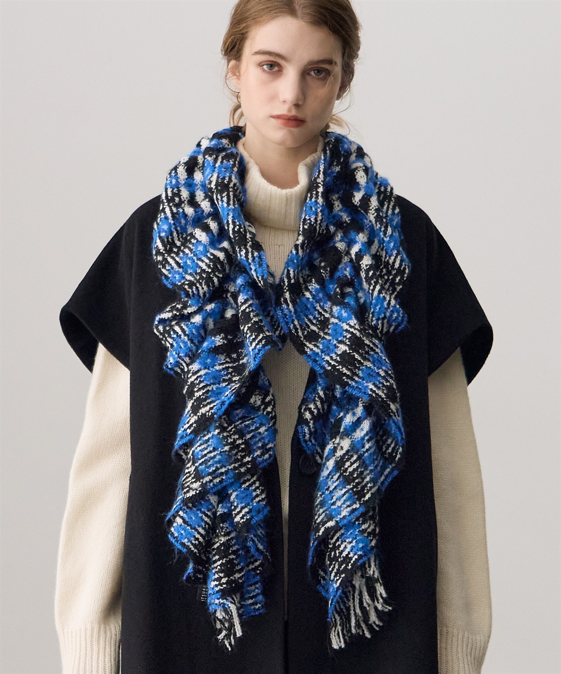 ATSURO TAYAMA ツイード調チェック柄ストール_sub_2