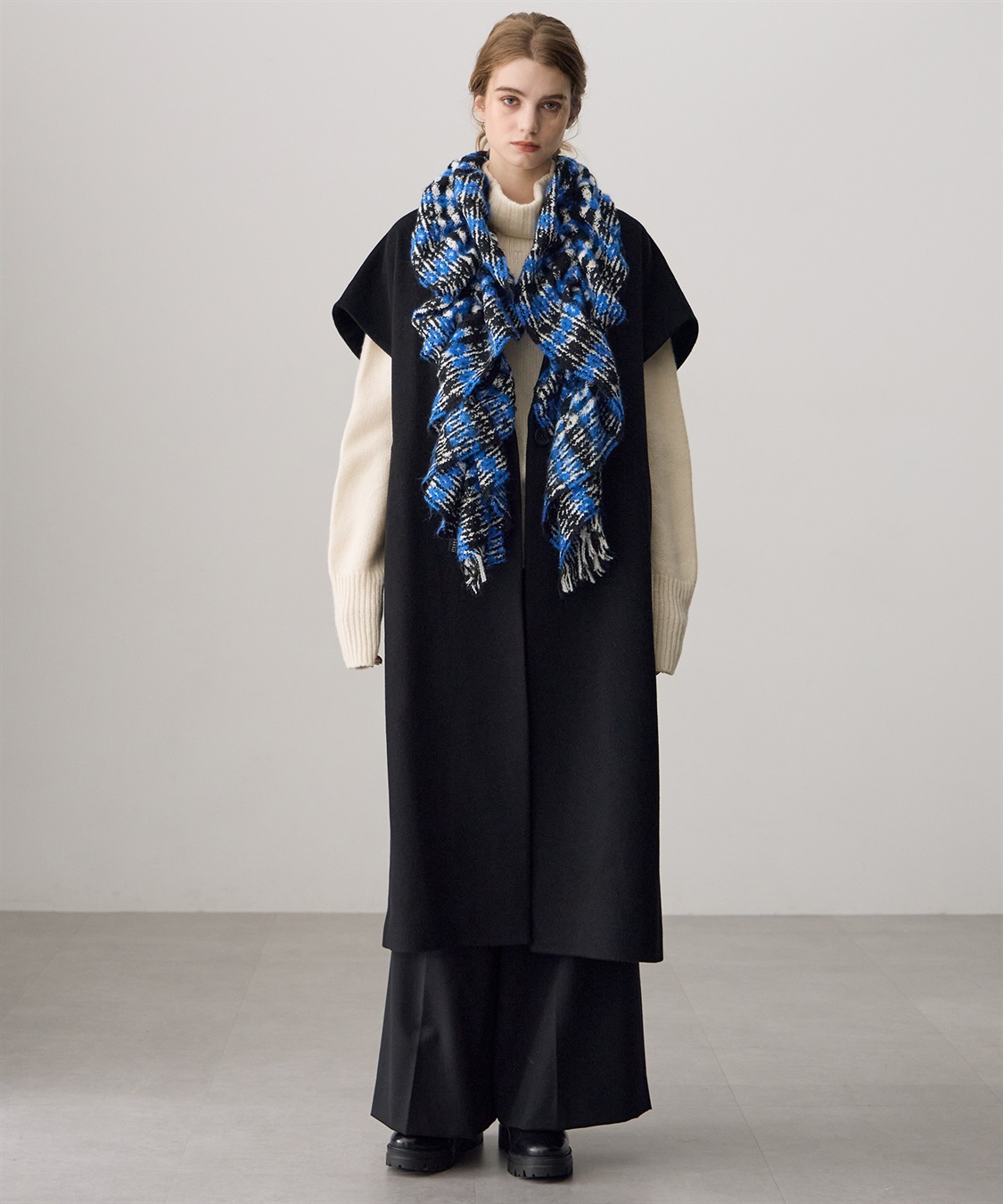 ATSURO TAYAMA ツイード調チェック柄ストール_sub_6