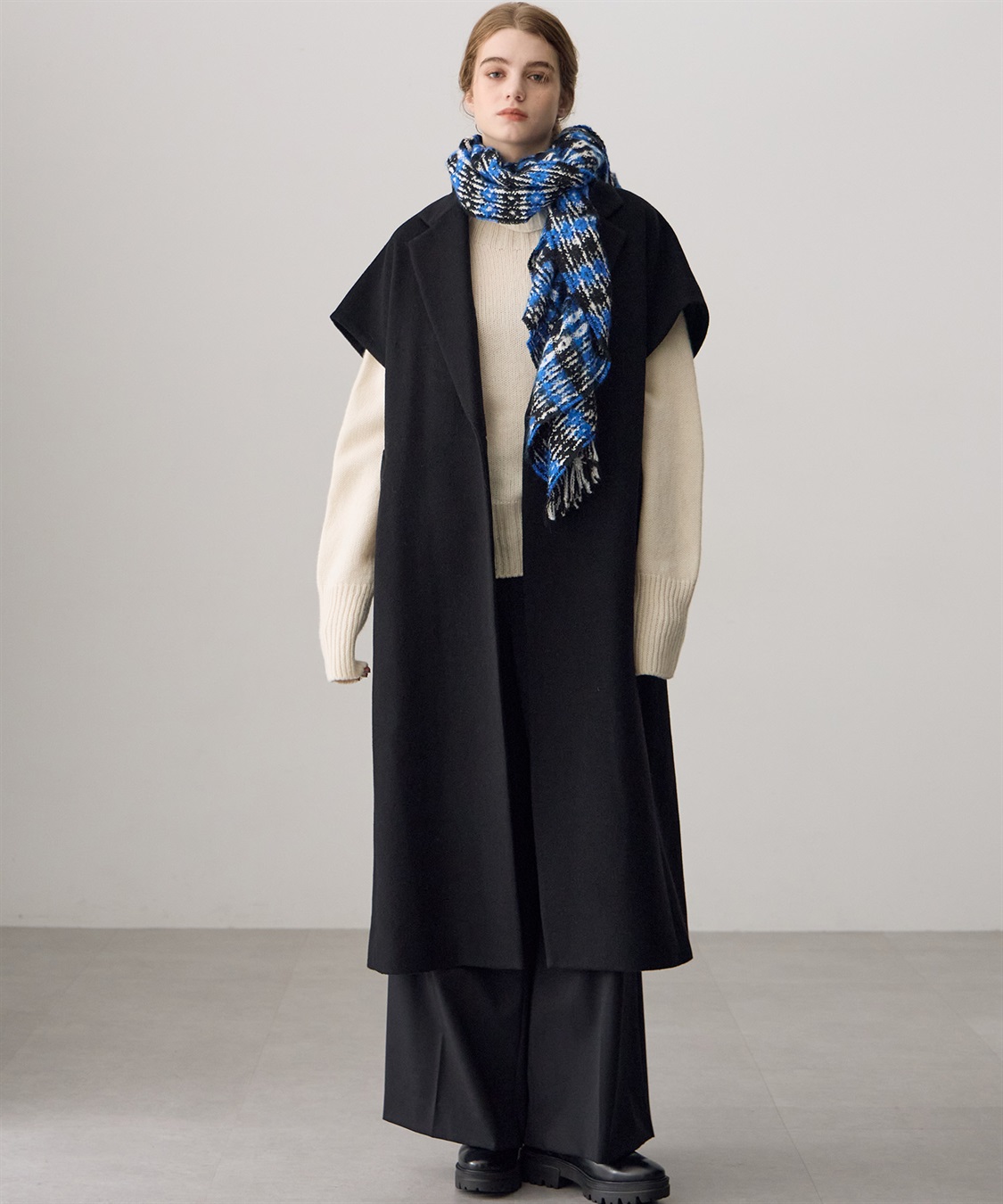 ATSURO TAYAMA ツイード調チェック柄ストール_sub_9