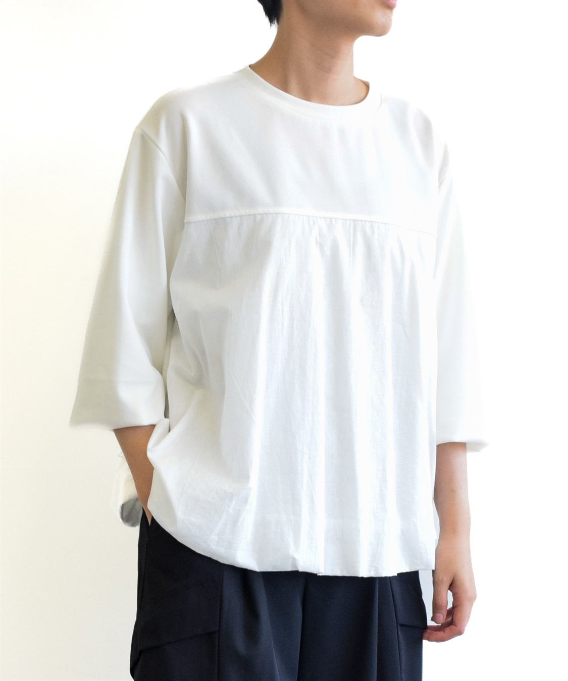 ATSURO TAYAMA 異素材切り替え半袖プルオーバー_sub_1