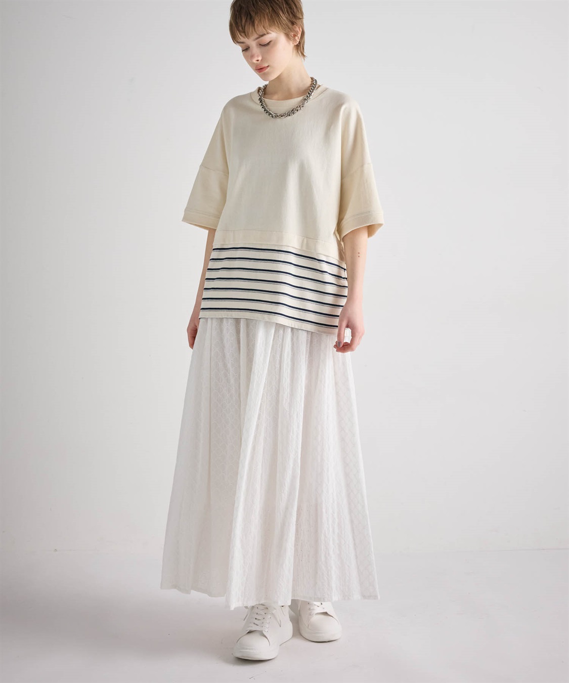 ATSURO TAYAMA パネルボーダー柄半袖ニット_sub_10