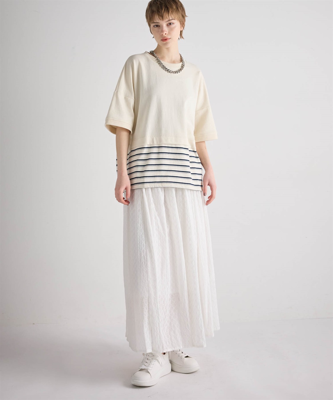 ATSURO TAYAMA パネルボーダー柄半袖ニット_sub_11