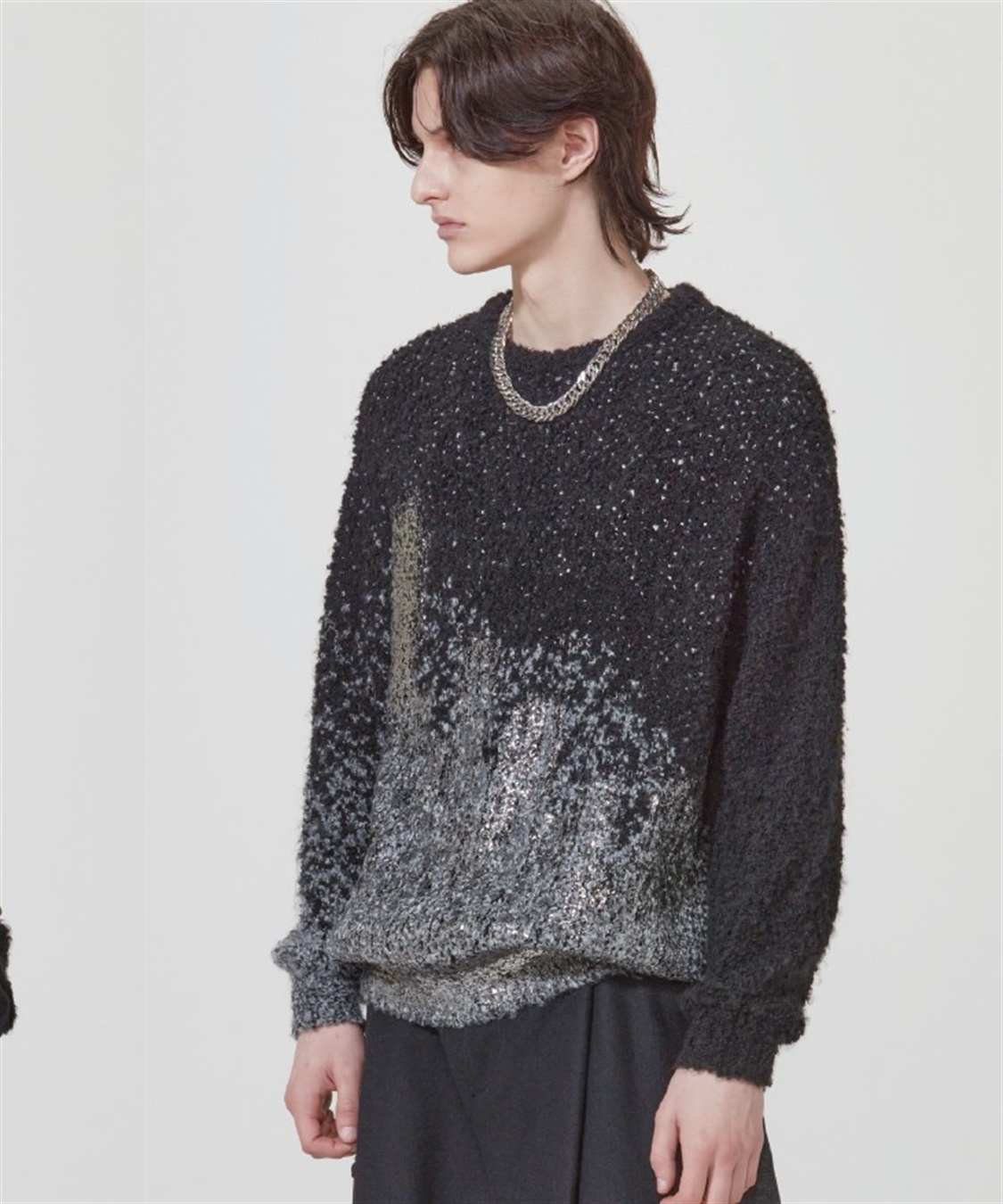 ATSURO TAYAMA ループヤーン箔プリント長袖クルーネックニット_sub_1