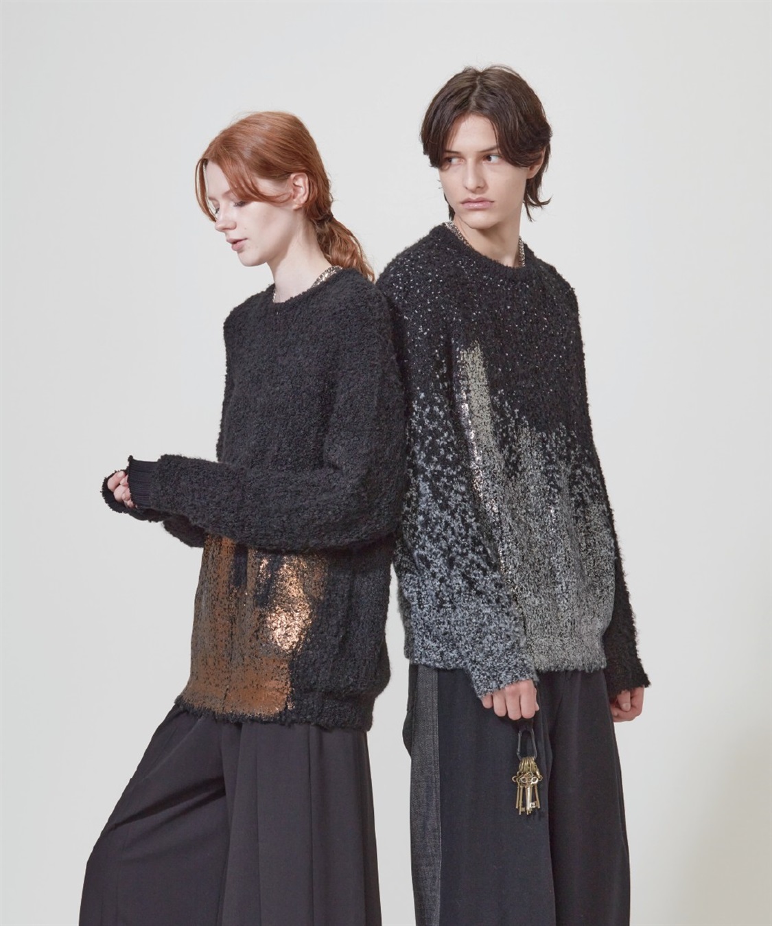 ATSURO TAYAMA ループヤーン箔プリント長袖クルーネックニット_sub_2