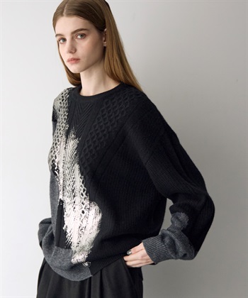 ATSURO TAYAMA 箔プリント編み柄ミックスセーター_subthumb_8