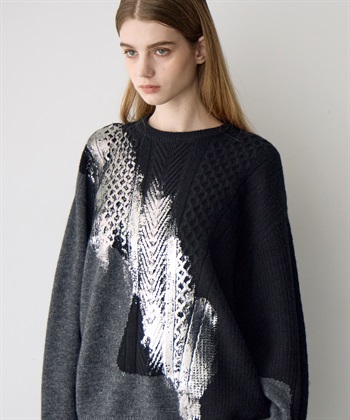 ATSURO TAYAMA 箔プリント編み柄ミックスセーター_subthumb_9